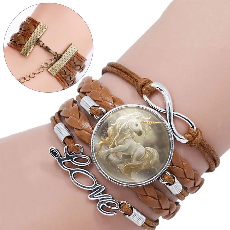 

Unicorn Time Gem Braided Bracelet Symbols Bracelet Braided Leather Bracelets & Bangles Time Gem Jewelry