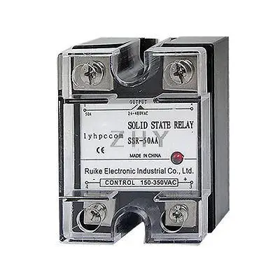

AC to AC 50A 150-350VAC 24-480VAC Single Phase SSR Solid State Relay
