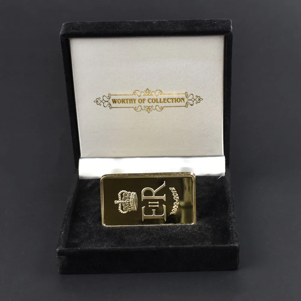 Золотая Слитная монета Горячая Королева елизания II Золотая монета с показ чехол для коллекции с черной бархатной подарочной коробкой