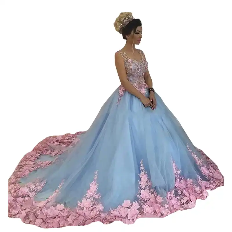 sky blue and pink dress