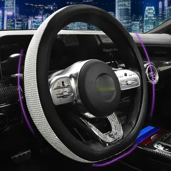 

15 Inch Steering Wheel Cover Shiny Rhinestone Decor 1 pc Parts Accessories Auto