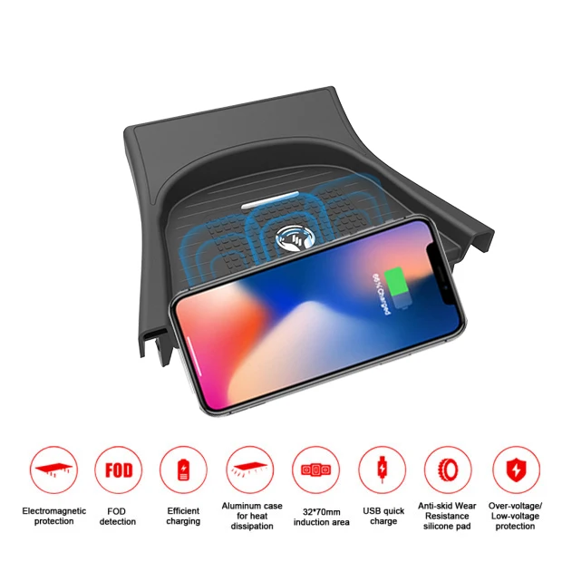 Qi автомобильное беспроводное зарядное устройство для Toyota Prius Plus для iPhone Xs Max X XR samsung S10 S9 инфракрасный Быстрый держатель телефона