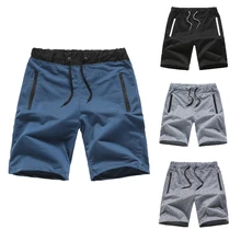 Однотонные летние новые мужские повседневные свободные шорты, спортивные шорты, свободные хлопковые Прямые повседневные штаны, пляжные брюки, Пятиточечные штаны