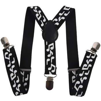 

Black & White Music Notes - Funky Trendy Unisex Suspender Braces One Size fits all