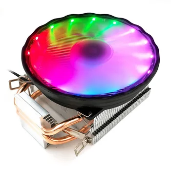 

Durable 12V RGB Fan Led CPU Cooler 3 Pin 2 Heatpipes Desktop Computer Silent Cooling Radiator Copper For LGA 1155/1151 AMD