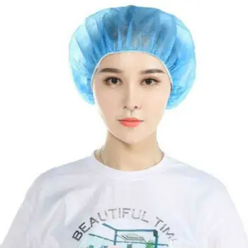 

100 X Disposable Head Cover Mob Cap Hat Hair Net Non Woven Anti Dust Hats