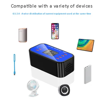 

40W 8 Multi-Port USB Adapter QC3.0 Fast Smart Quick Charging Station LCD USB Adapter Desktop Wall Charger For Smart Phone Tablet