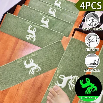 

Luminous Embroidery 4pcs/set Floor Rug Carpet for Stairway Anti-Slip Stair Mats Self-adhesive Step Mats Foot Pad Entrance Mat