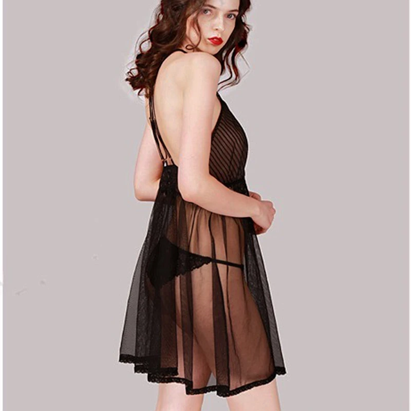 Кружевное женское белье ночная рубашка с открытой спиной ночное платье мини