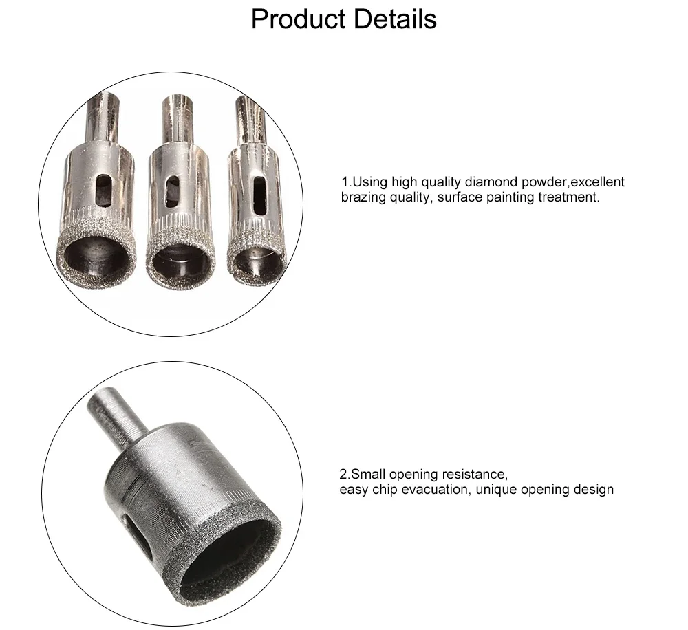 10 шт. 6 мм-30 мм набор алмазных стеклянных сверл, электрическое перовое сверло, отверстие подходит для сверл для плитки, мраморного стекла, керамики, прочный