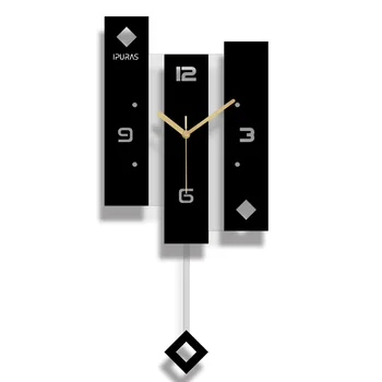 

Acrylic Swing Wall Clock Creative Black Slat Silent Wall Clock Suitable for Living Room Office