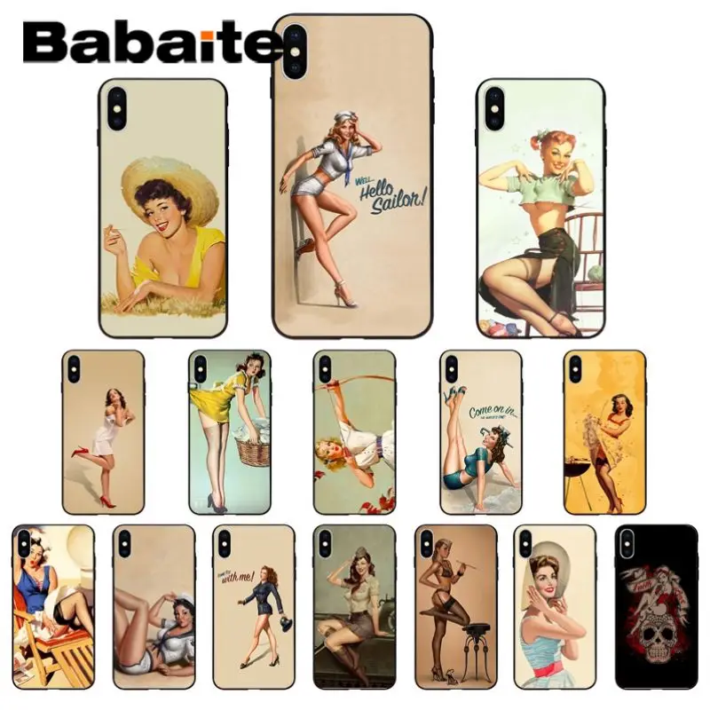 Принципиально для iphone xs max с изображением девушке в стиле пин-ап ТПУ Мягкий