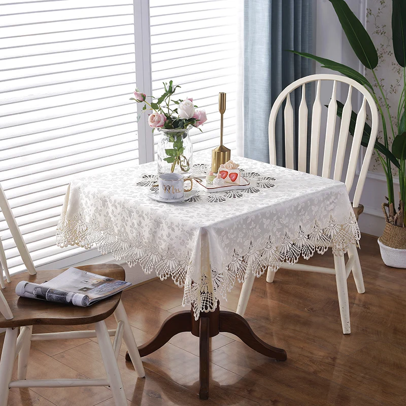 Tovaglia rettangolo di lusso ricamo pizzo rotondo copritavolo fiore  elegante tavolo JuppeTable tovaglia da pranzo bandiera asciugamani -  AliExpress