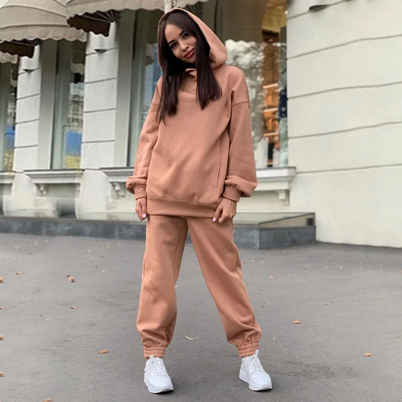 Solid Tracksuit Women Two Piece Set 