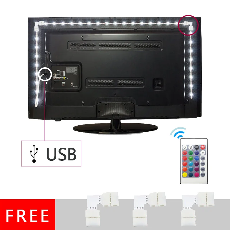 Светодиодная лента светильник USB 2835SMD DC5V гибкий светодиодный RGB 0 5 м 1 2 3 4 ТВ