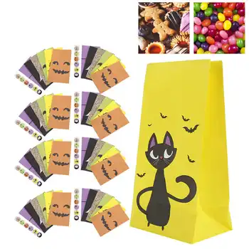 

48pcs Disposable Kraft Paper Bag Oil Proof Paper Bakery Bags Food Grade Packing Gift Bags