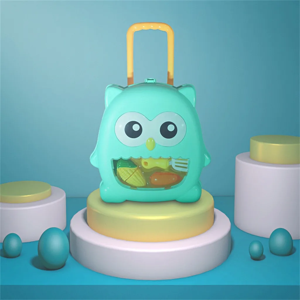 Образование для детей Веселые Обучающие игрушки для Детский чемодан на колесиках форма мини столовые приборы посуда оборудование багажная игрушка набор W910 - Цвет: Светло-серый