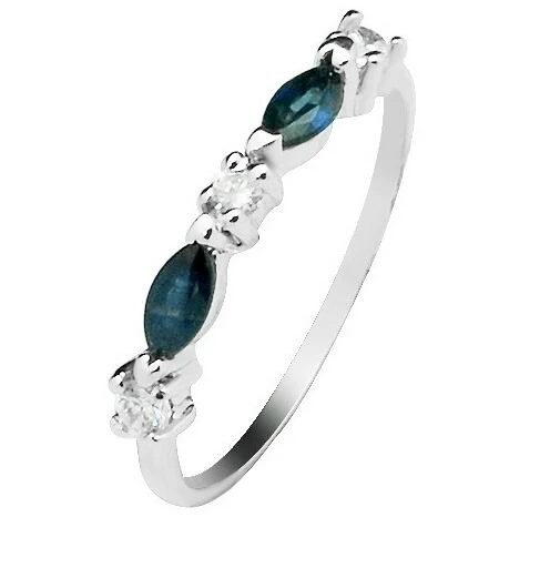 Натуральный настоящий сапфир или Турмалин листья кольцо 925 серебро 0.15ct* 2 шт драгоценный камень C912123 - Цвет камня: natural sapphire