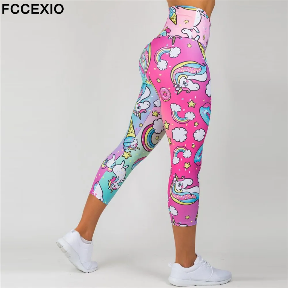 FCCEXIO New Style Fashion Elastic Force Fitness Women Leggings Workout