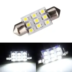 10 шт DC12V 1 W шарик автомобиля 35 мм 3528 9SMD Xenon Белый Салон для автомобиля свет/номерной знак фестон Светодиодная лампа лампы 6000-7000 K