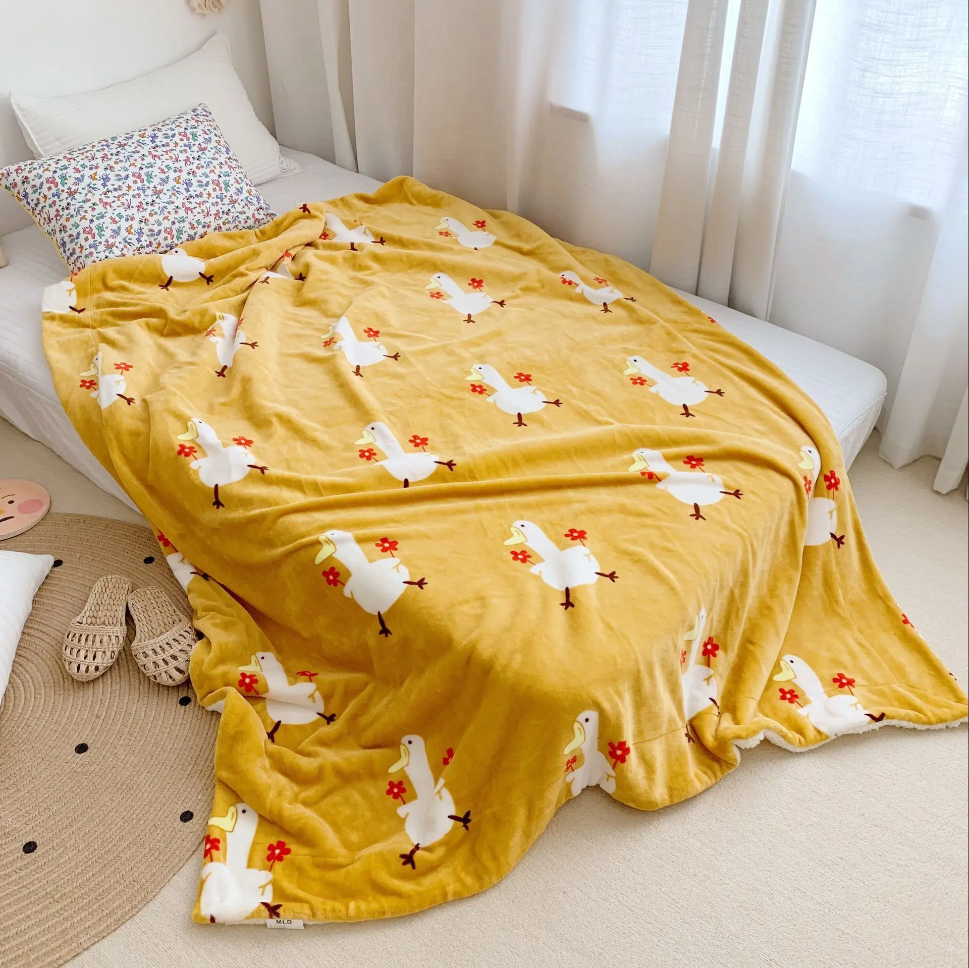 AAG, милое Двухслойное детское одеяло с рисунком из мультфильма, Кашемировое одеяло из овечьей шерсти для новорожденных, плотное Фланелевое детское одеяло с принтом, Комплект постельного белья