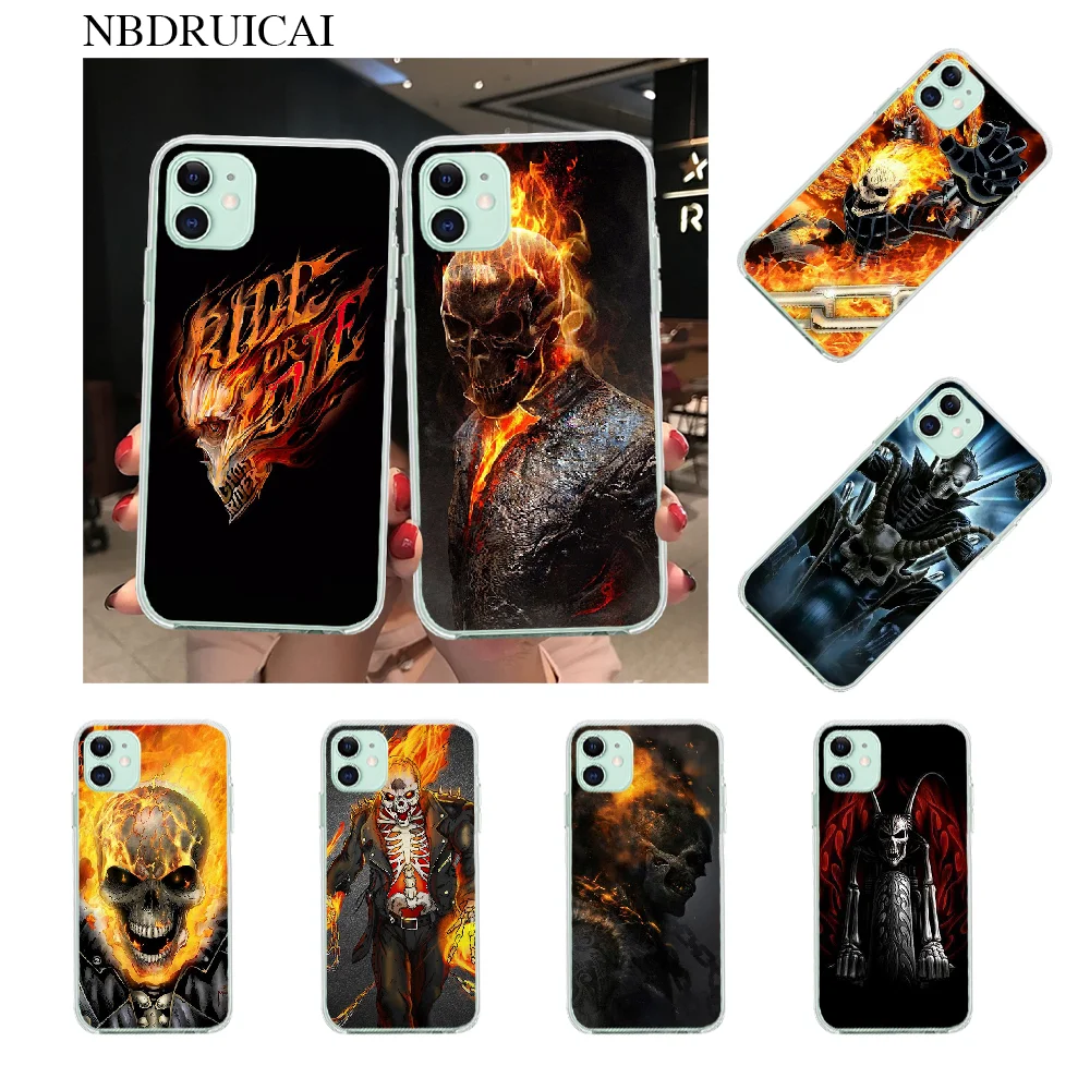 NBDRUICAI Череп Байкер Демон Призрак Райдер Bling милый чехол для телефона iPhone 11 pro XS MAX 8 7