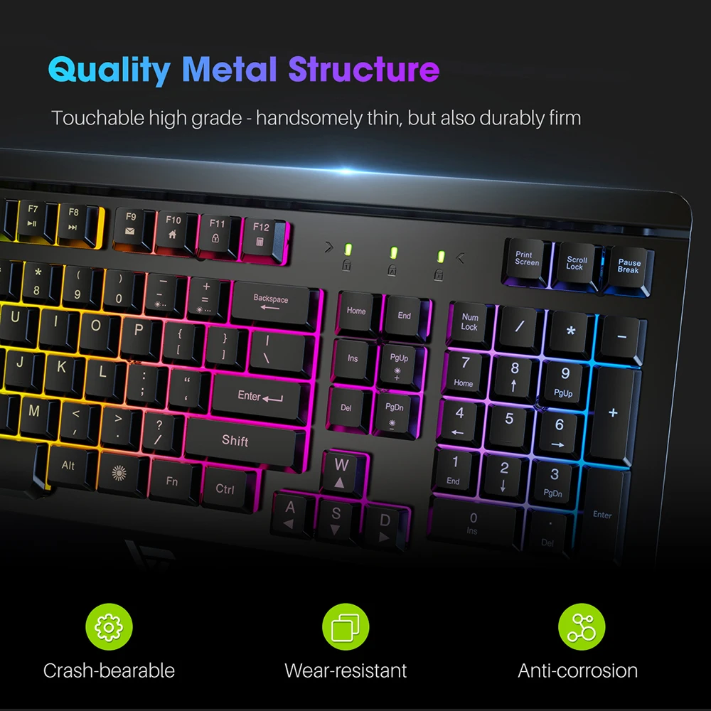 VicTsing PC149 Игровая клавиатура Механическая Проводная клавиатура USB 104 Keycaps RGB клавиатура с подсветкой компьютерные игровые клавиатуры