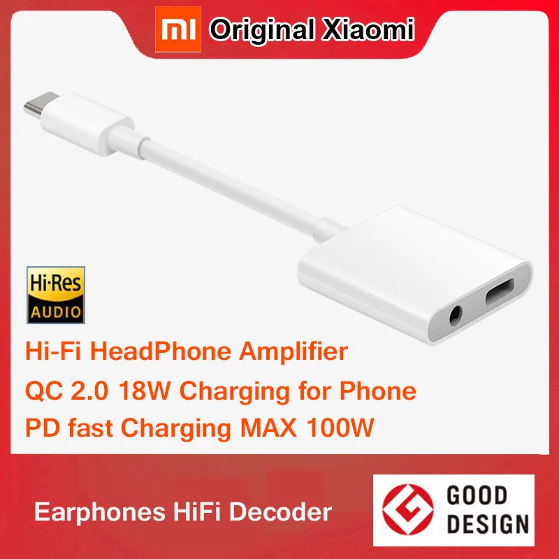 Усилитель для наушников Xiaomi Hi-Fi декодирование USB Тип C ЦАП 3 5 мм 384 Ом дБ PCM 32 бит/кГц