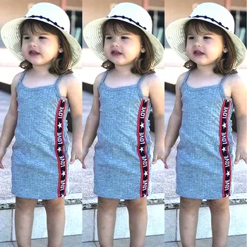 

Baby Girls Dress Summer Casual Baby Girls Sleeveless Letter Pattern Cotton Dress Kids Toddler Princess Sundress Loose Vestidos