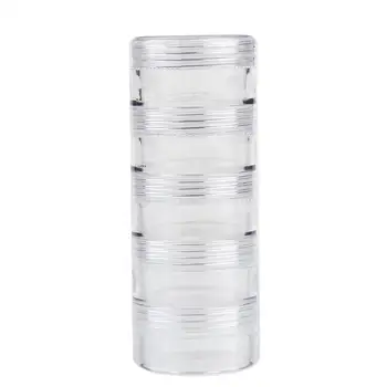 

Five Conjoined Round Bottle Plastic Storage Bead Jewelry Packing Boxes Tools New