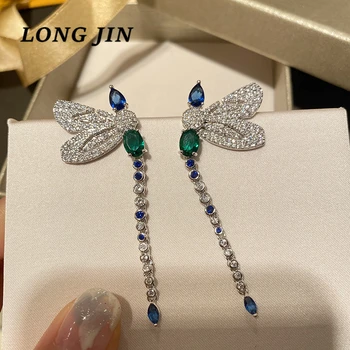 

Colorful dragonfly Zircon earring women's dress accessories retro dragonfly earring senior super fairy thin face earring jewelry