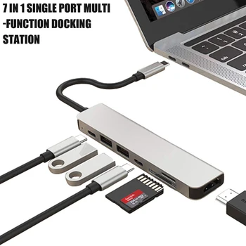 

7 in 1 Adapter Type-C to HDMI/TF/SD Multiport Compatible For Windows/Android/Mac OS XPS Computers More Type C Devices