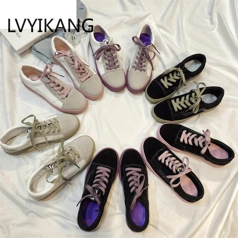 LVYIKANG/ г. Весенние женские вулканизированные туфли модные светлые холщовые туфли на плоской подошве женские повседневные низкие модные кроссовки на шнуровке 36-40
