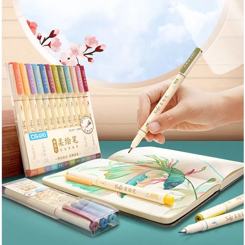 3pcs Retro Color Art Marker art marker pens art markers Drawing Pens Set Soft Brush Tip Original Design Calligraphy Lettering Painting School A6335