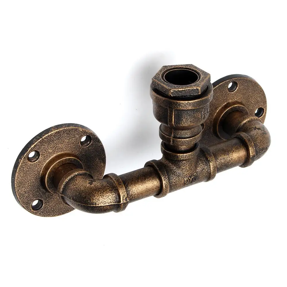 

J style Gold Bronze Industrial Wall Pipe Lamp Light Retro Steampunk Vintage Sconce Wall Art Decoration