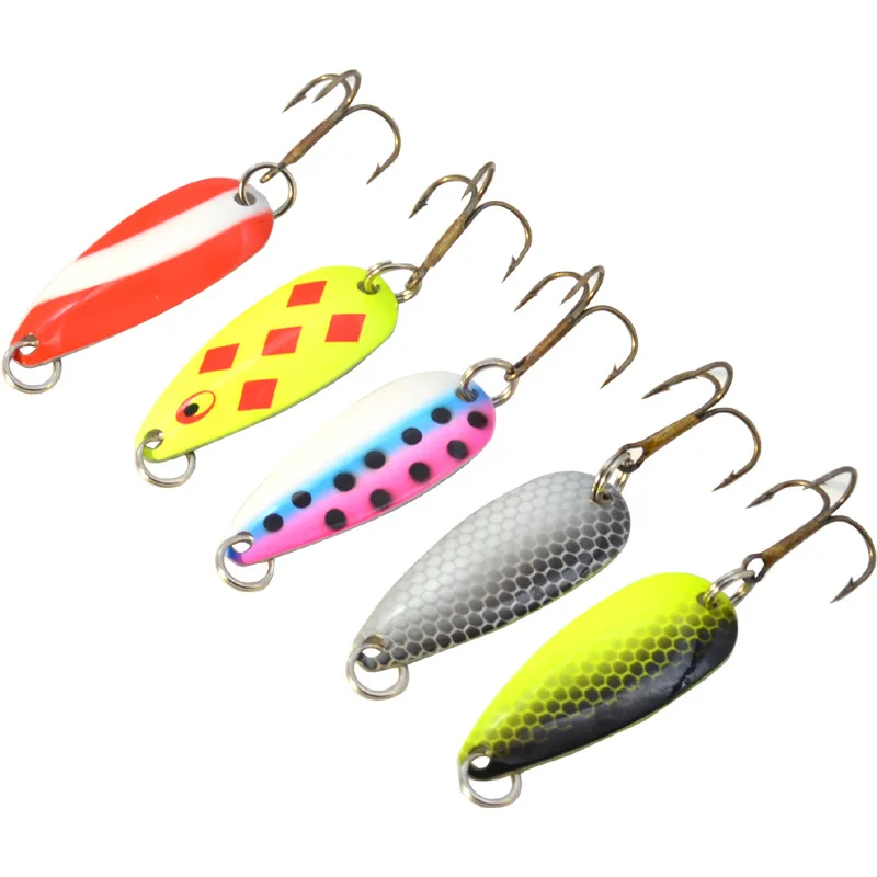 Fishing Spoon Lure Beginner Jigs Colorful Spoons Artificial Hard Lures Bait 3.5g Treble Hooks