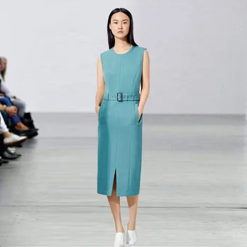 

19 in Spring and Summer Women's New Kate Same Ol Commuter round Neck Sleeveless Belted Dress