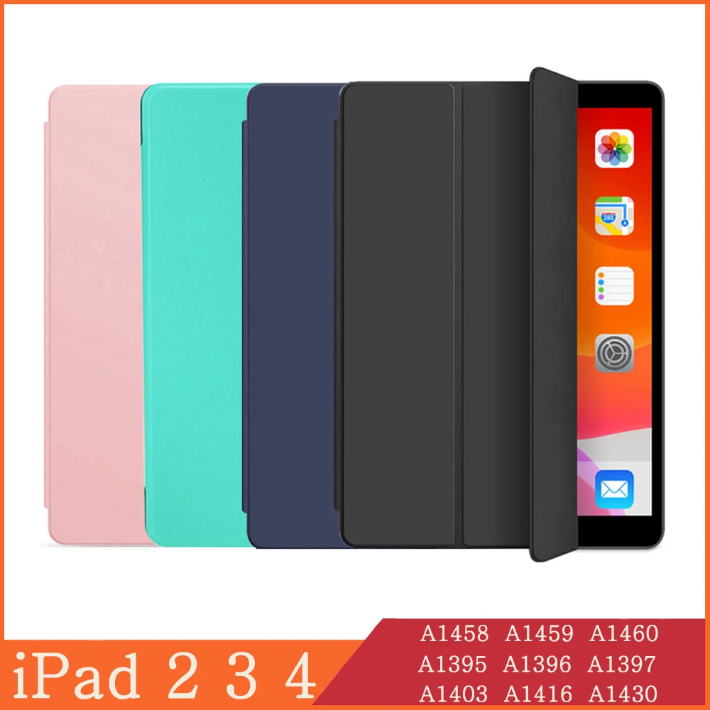 

Case for iPad 2 3 4 A1460 Case Silicone Soft Back Folio Stand with Auto Sleep/Wake Up PU Leather Smart Cover for iPad 3 4 2 Case