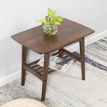 

Pure Solid Wood Japanese Style Corner Side Table Modern Minimalist Sofa Side Table Fashion Small Apartment Living Room Log