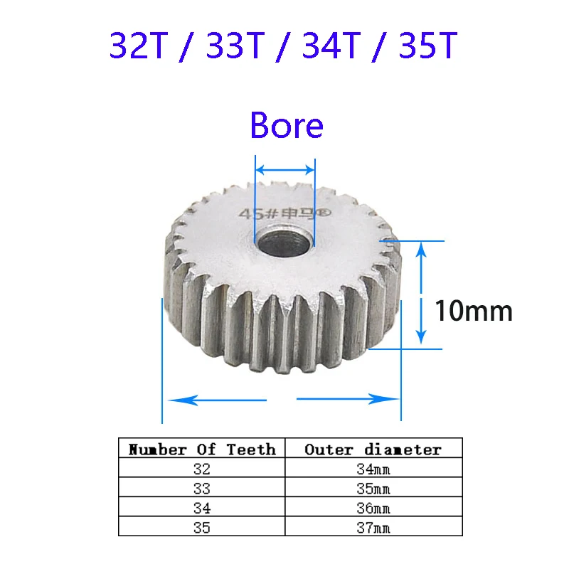 Description Picture 6 of item1Pcs 1 Mod Spur Gear 71-85 Tooth Metal Mechanical Transmission Pinion Gear 45# Carbon Steel Thick 10mm