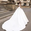 SoDigne Satin African Wedding Dress 2022 Buttons Pockets  A Line Lace Bridal Dresses Princess Wedding Party Gown Plus Size 2