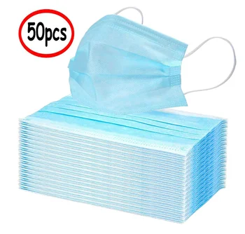 

50Pcs Disposable 3-Layer Masks, Anti Dust Breathable Disposable Earloop Mouth Face Mask