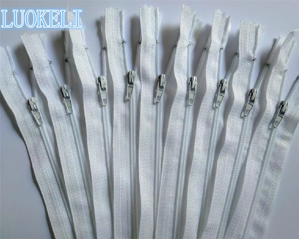 White 10 шт 3# закрытые нейлоновые катушки молнии(18 дюймов) 45 см портной процесс шитья многоцветные опционально - Color: White