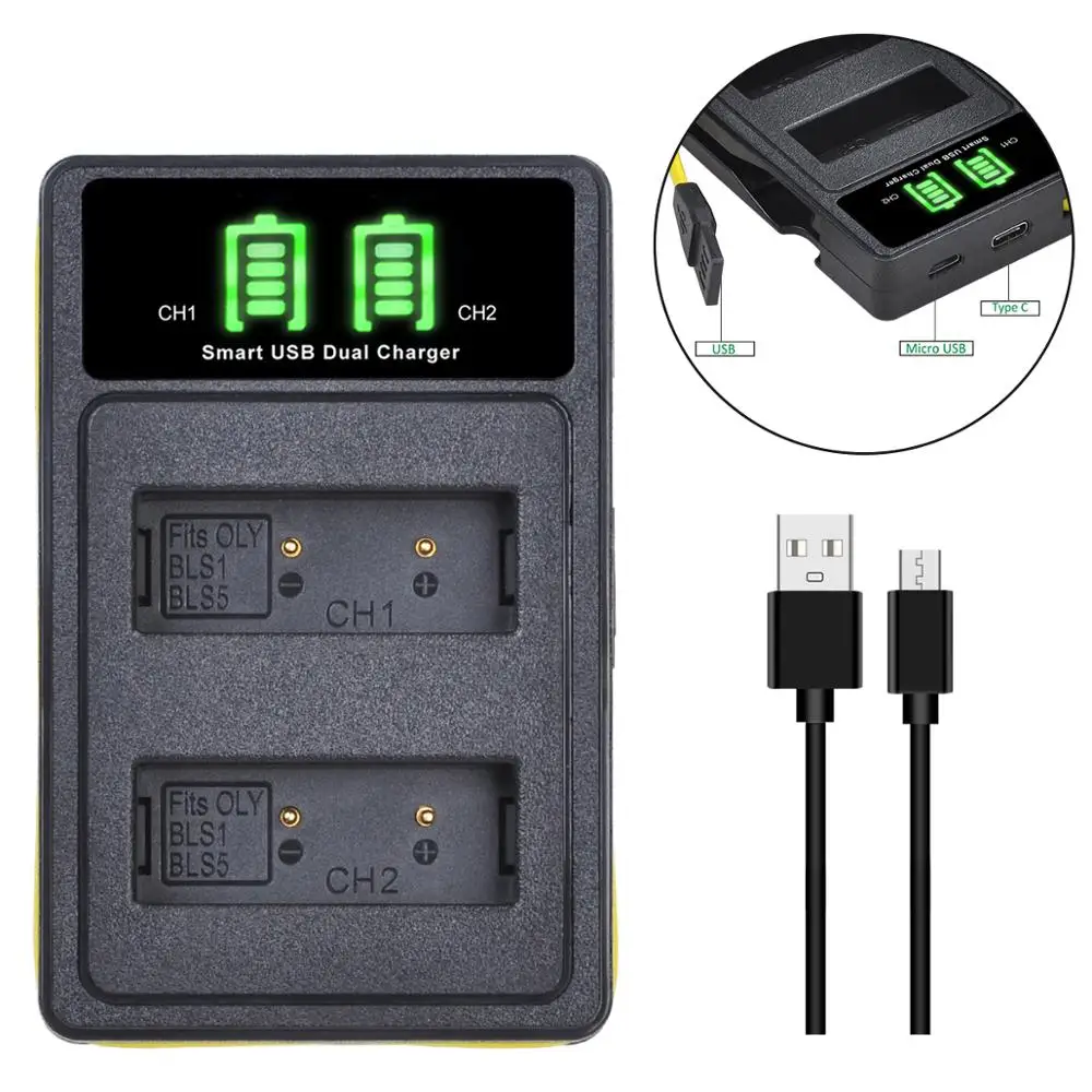 

Usb-зарядное устройство для двух батарей для Olympus