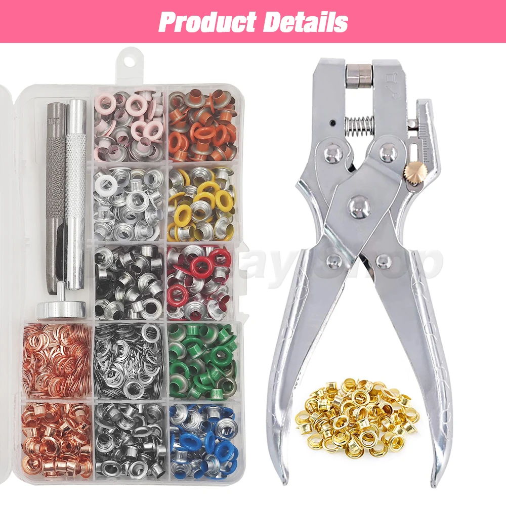 Eyelet Punch Tool Set 5mm Eyelets Grommet Kit for Leathercraft Accessories