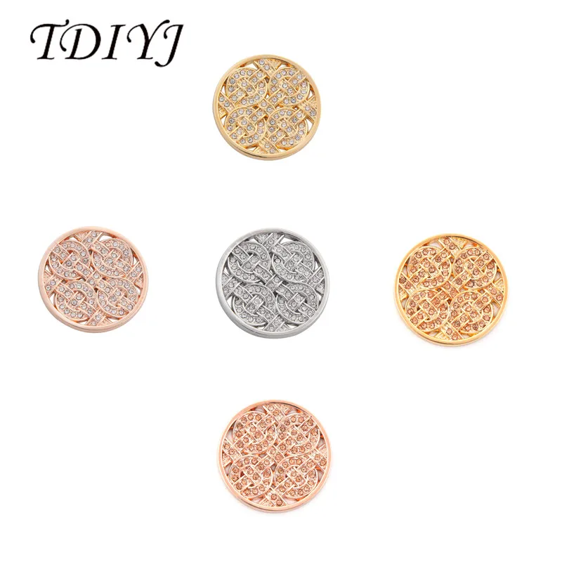 

TDIYJ Newest DIY 33mm Large Coin Disc with White Champagne Crystal fit for Frame Pendant Necklace 1pcs/lot