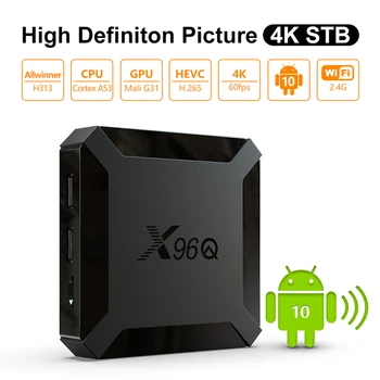 

2020 X96Q set-top box Smart TV Box quad-core A53 architecture 4K60 frames 2GB16GB Android 10.0 Media player TV Wifi receiver