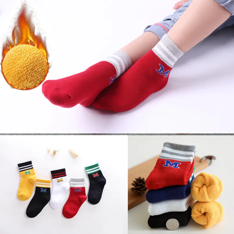 

Autumn And Winter Children Terry Socks Breathable Sweat Absorbing Short Size Children's Socks New Style Smiley Lettered Cotton S