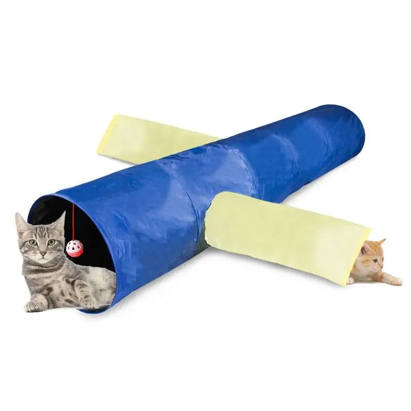 Foldable Pet Cat Tunnel Funny 3 Holes Play Tubes Kitten Toy with Bell Ball