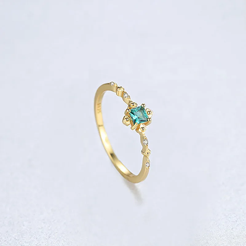 Jellystory кольцо из стерлингового серебра S925 пробы с квадратным Изумрудным камнем для женщин, хорошее ювелирное изделие для помолвки, свадебные, вечерние, размер 6-9 - Цвет камня: JS-YMR309-Gold